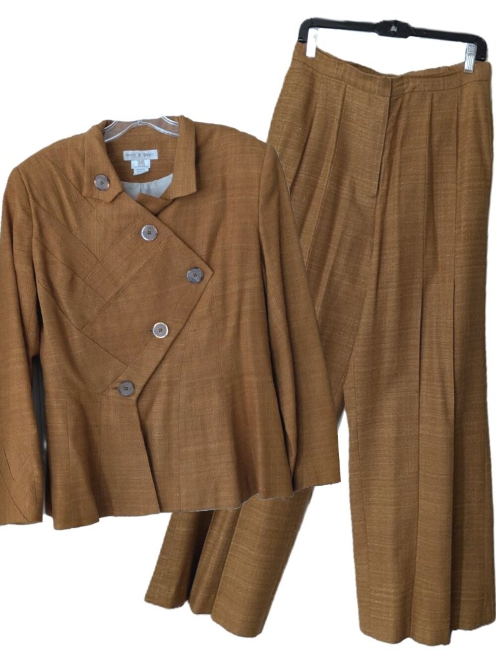 Evan & Dean Asymmetrical Button Blazer & Pleated Wide Leg Suit Set Sz 12